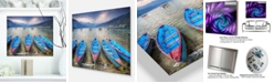 Design Art Designart 'Row Of Blue Boats In Pokhara Lake' Boat Metal Wall Art - 20" X 12"